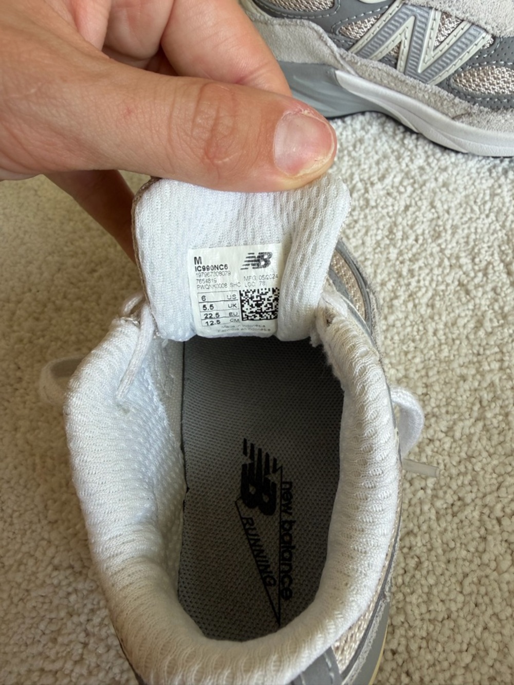 New Balance Kids Beige and Gray 990v6 Sneaker - Picture 2 of 3